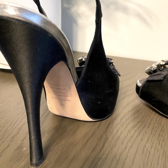 💕 DSQUARED2 Gemstone Crystals Embellished Black Italy Stiletto High Heels Sz 7 - Picture 12 of 16